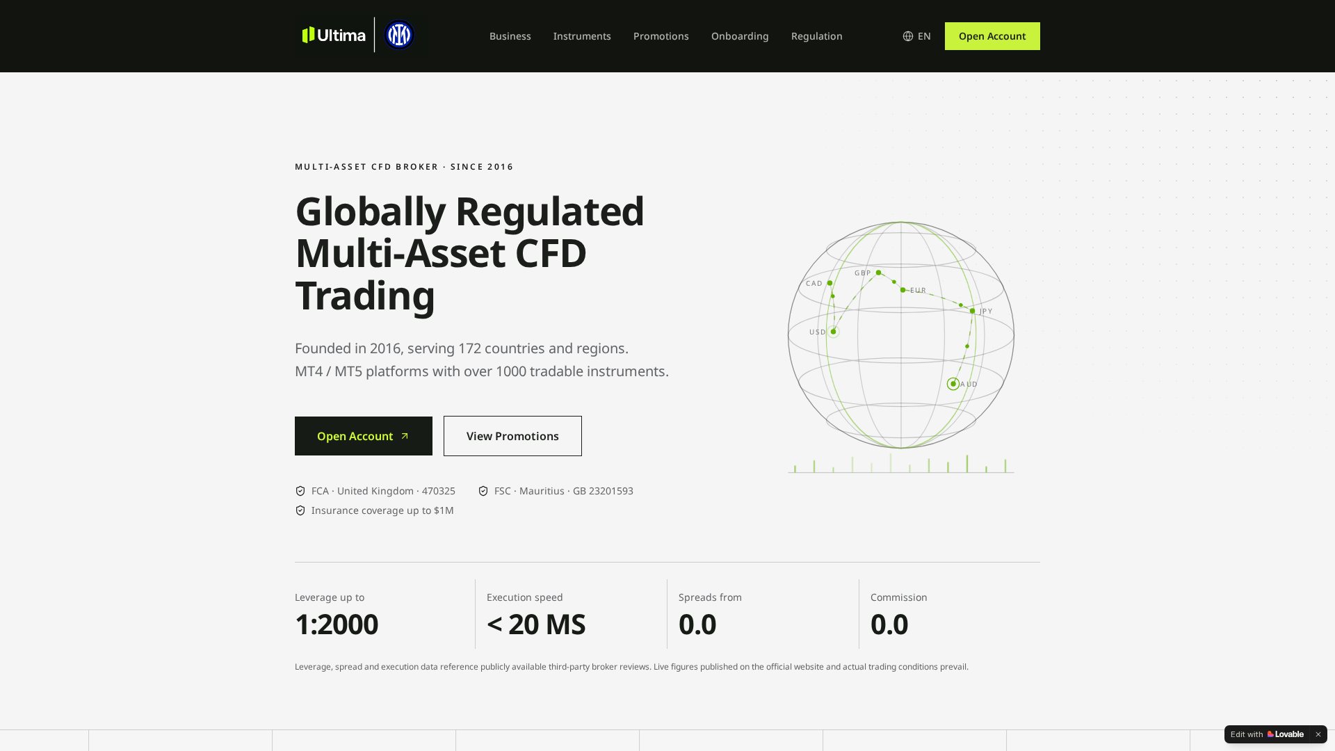 Screenshot of ultimamarkets.exchange