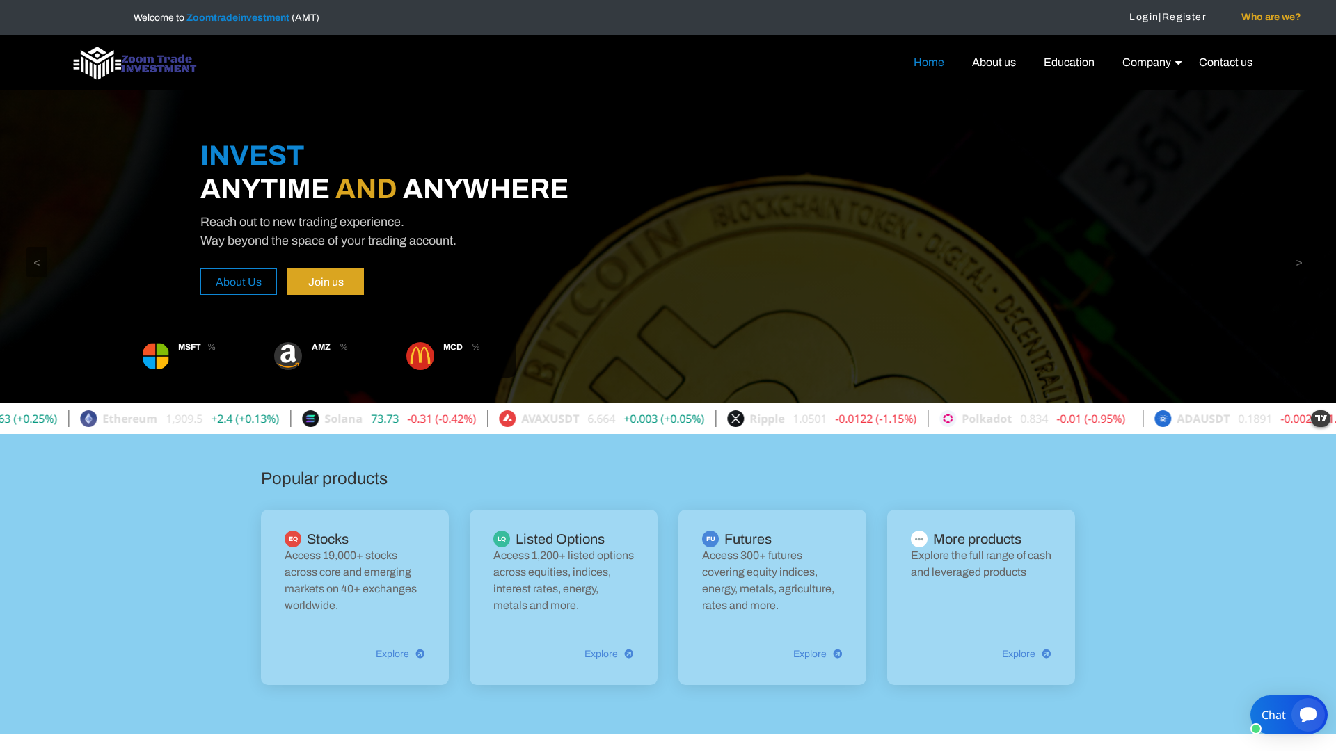Screenshot of zoomtradeinvestments.com
