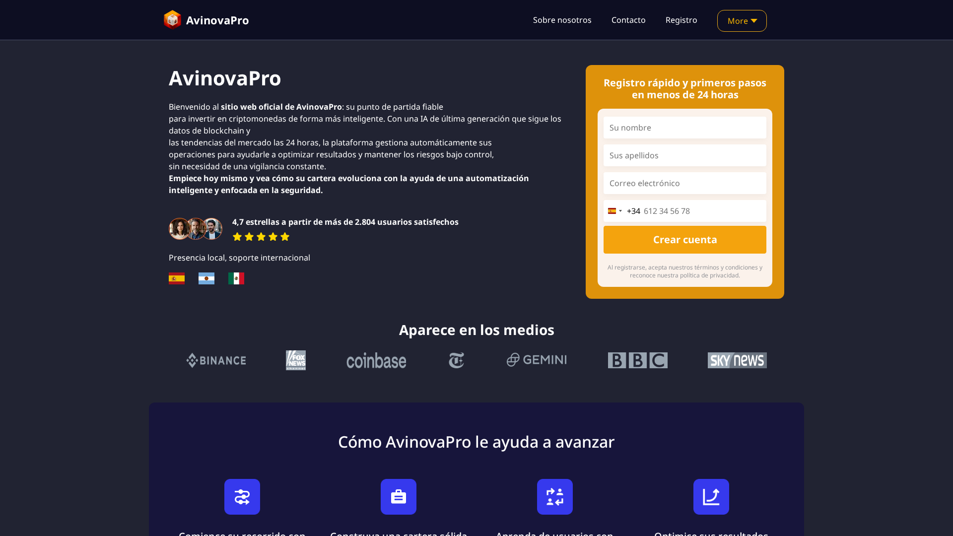 Screenshot of avinovapro-ai.com
