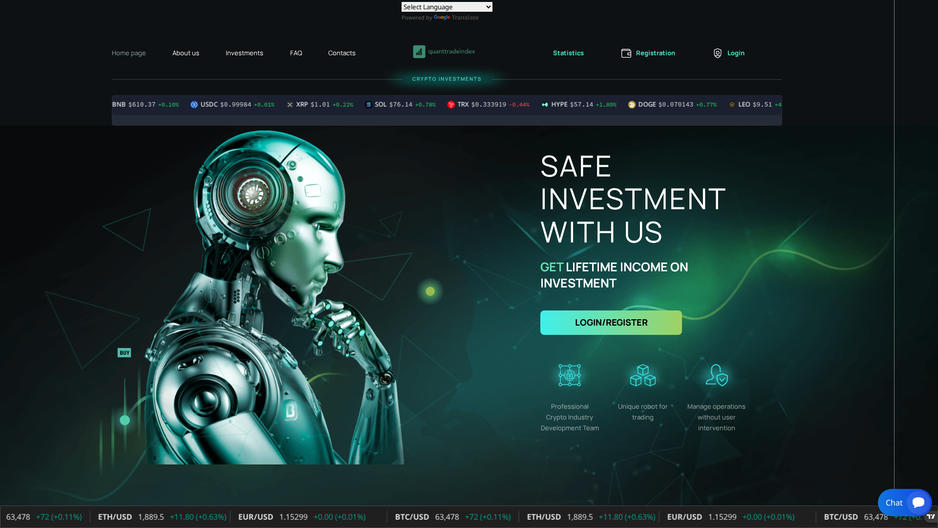 Screenshot of quanttradeindex.live