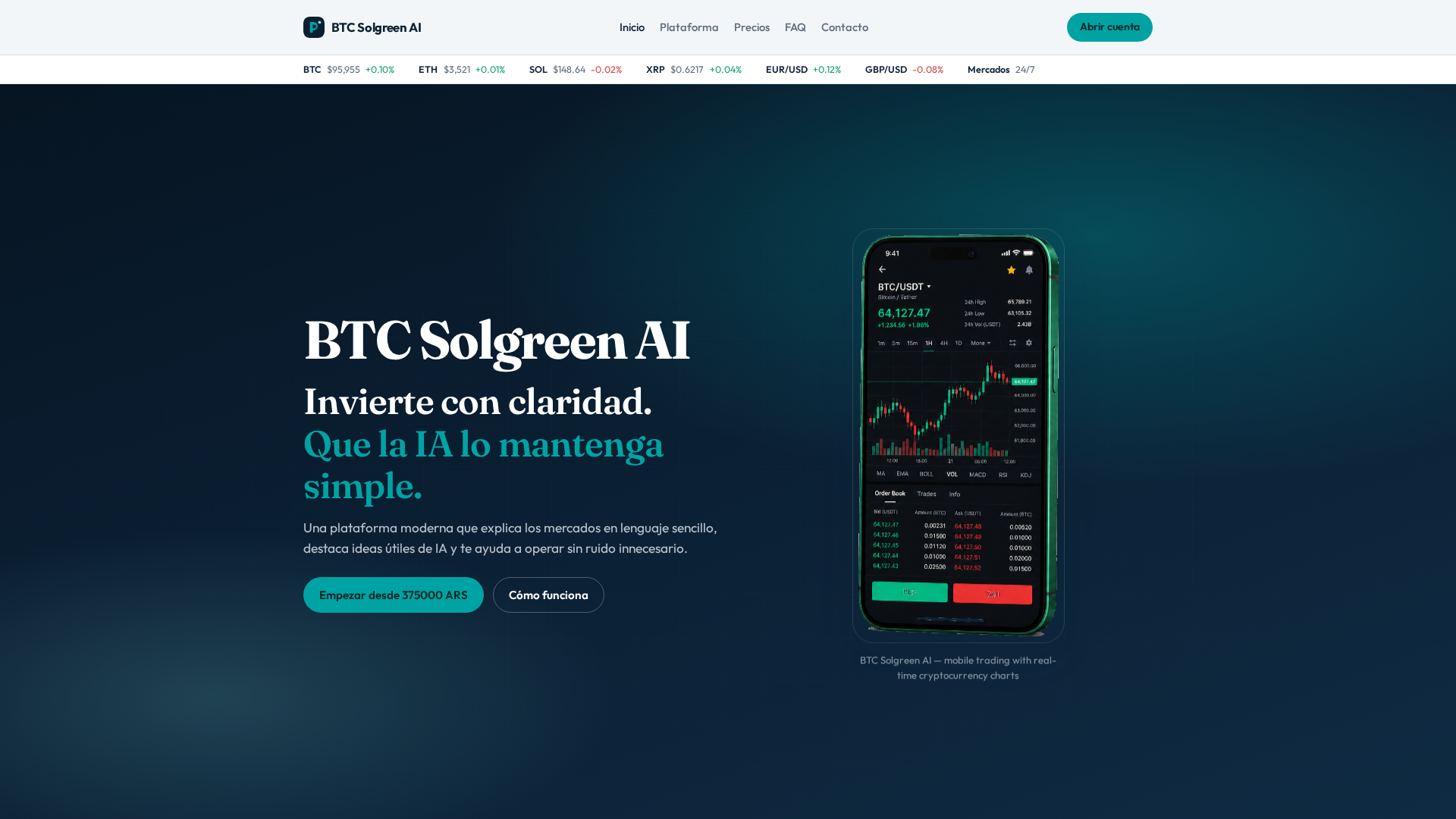 Screenshot of btcsolgreenai.live