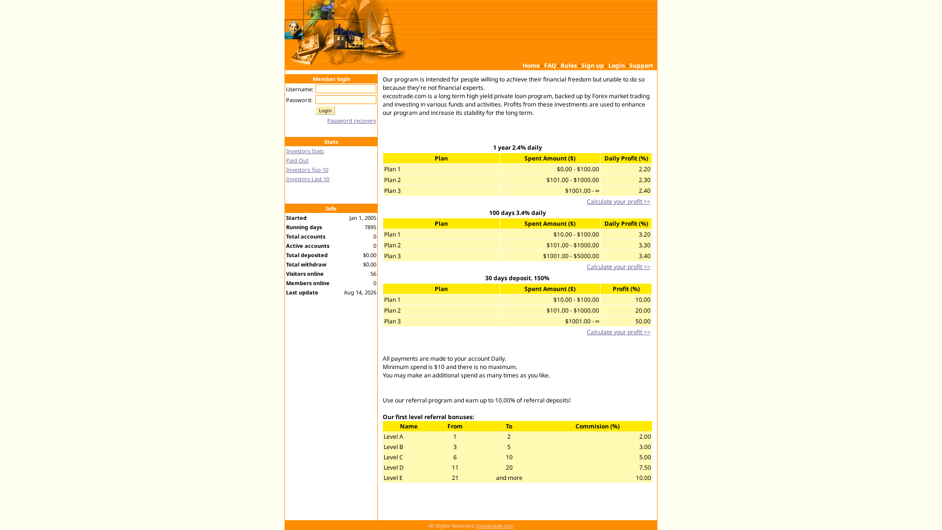 Screenshot of excostrade.com