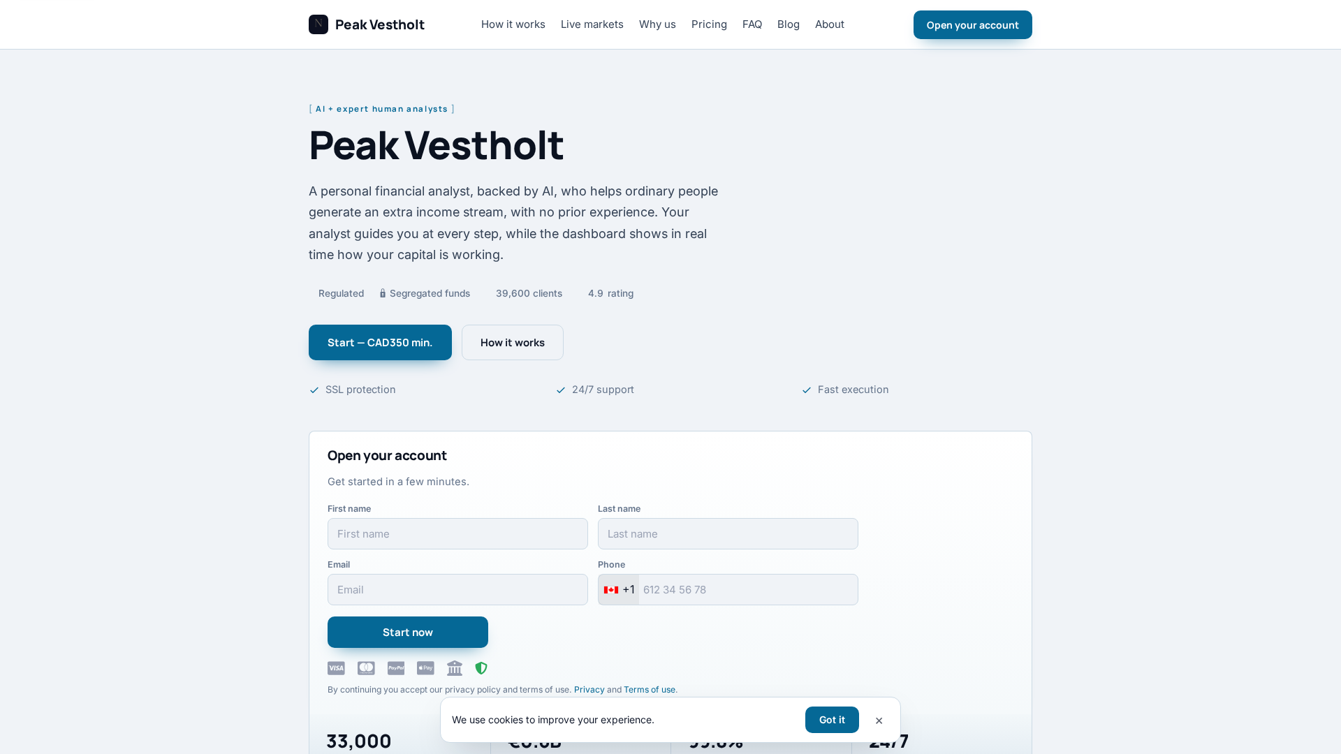 Screenshot of peak-vestholt.live