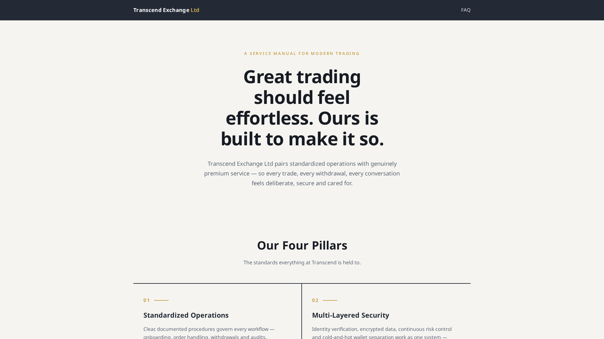 Screenshot of transcendexchangeltd.cc