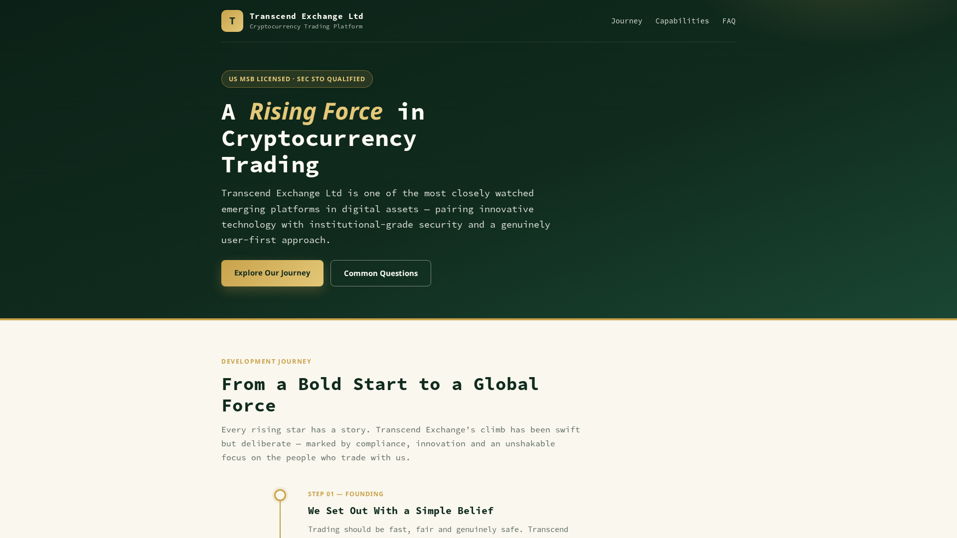 Screenshot of transcendexchange.com