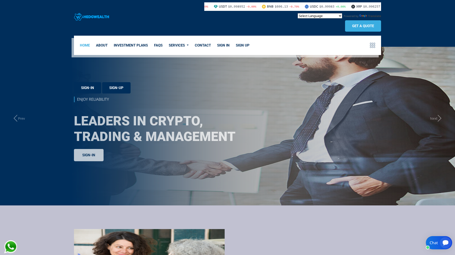 Screenshot of hedgwealth.com