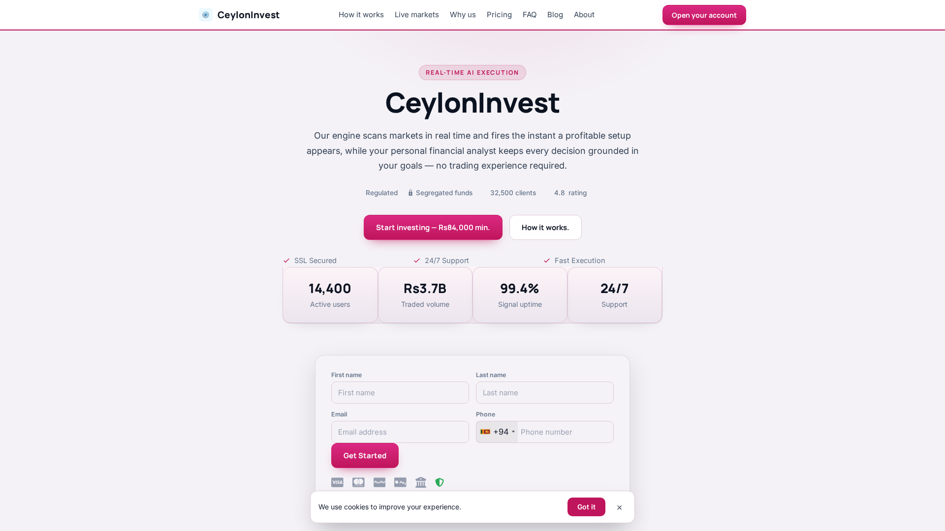 Screenshot of ceyloninvest.biz