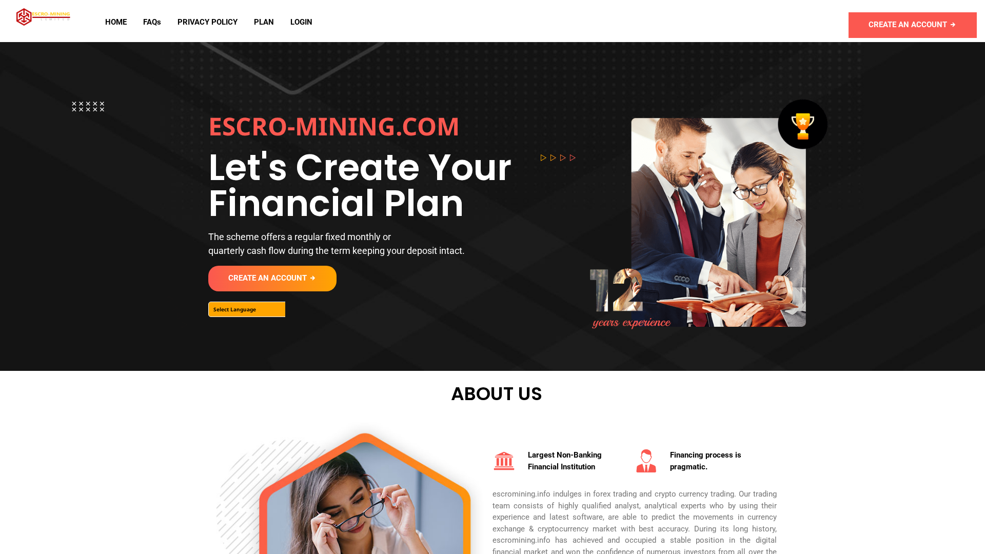 Screenshot of escromining.info