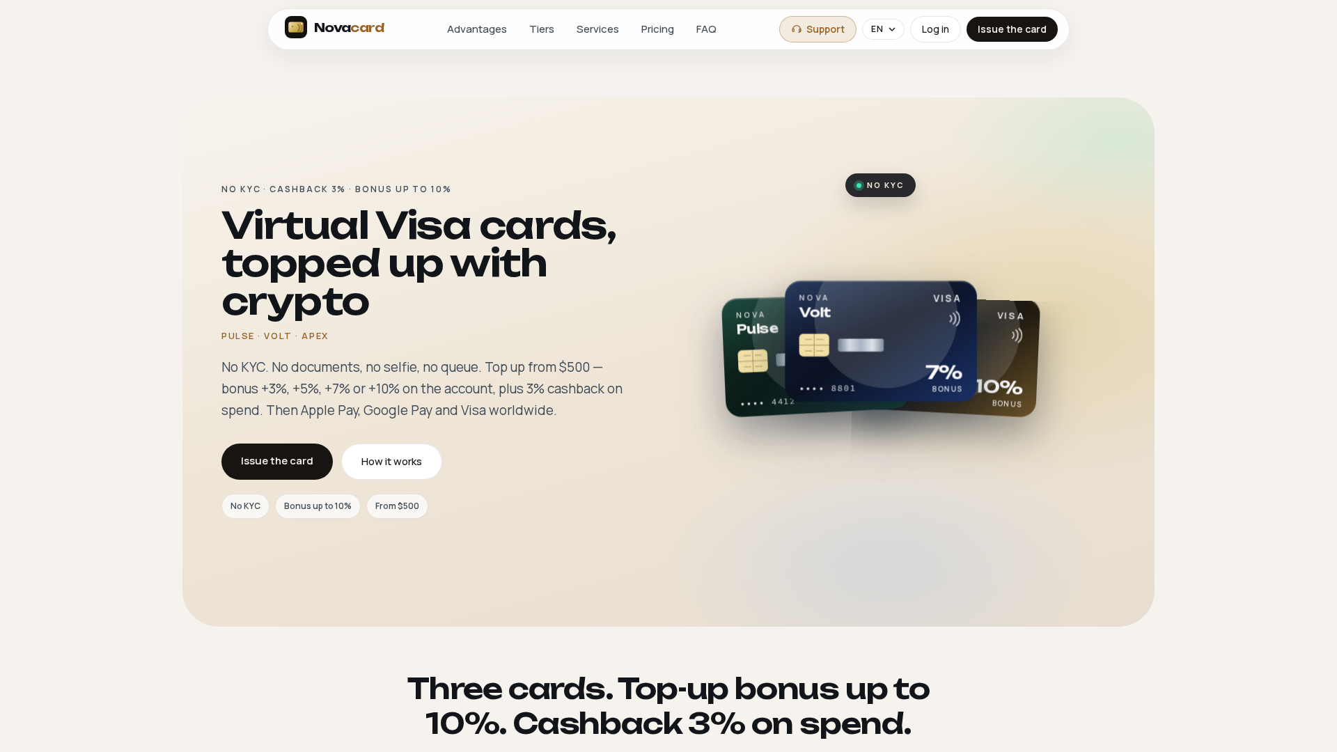 Screenshot of novacard.click