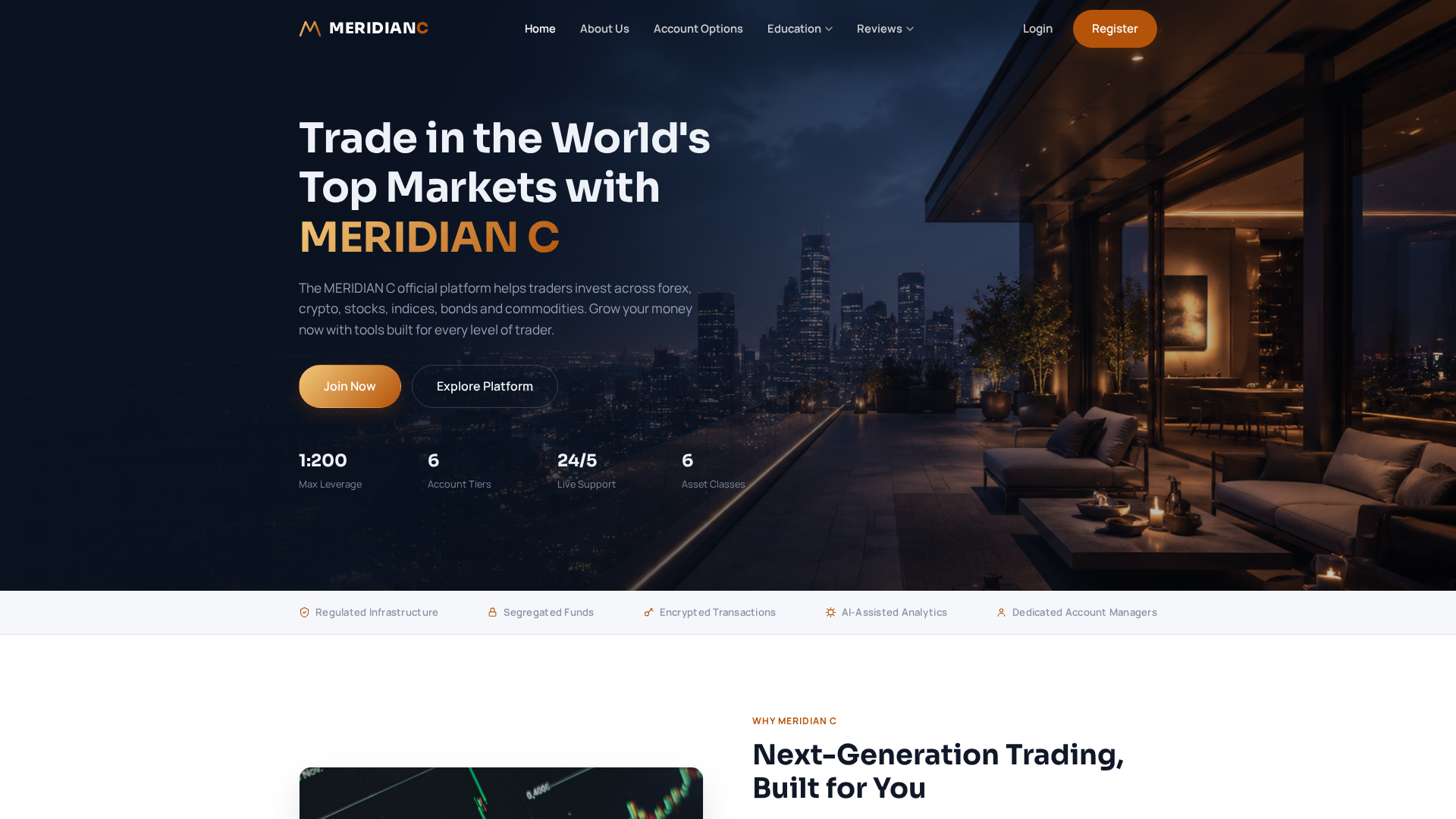 Screenshot of meridiancau.com