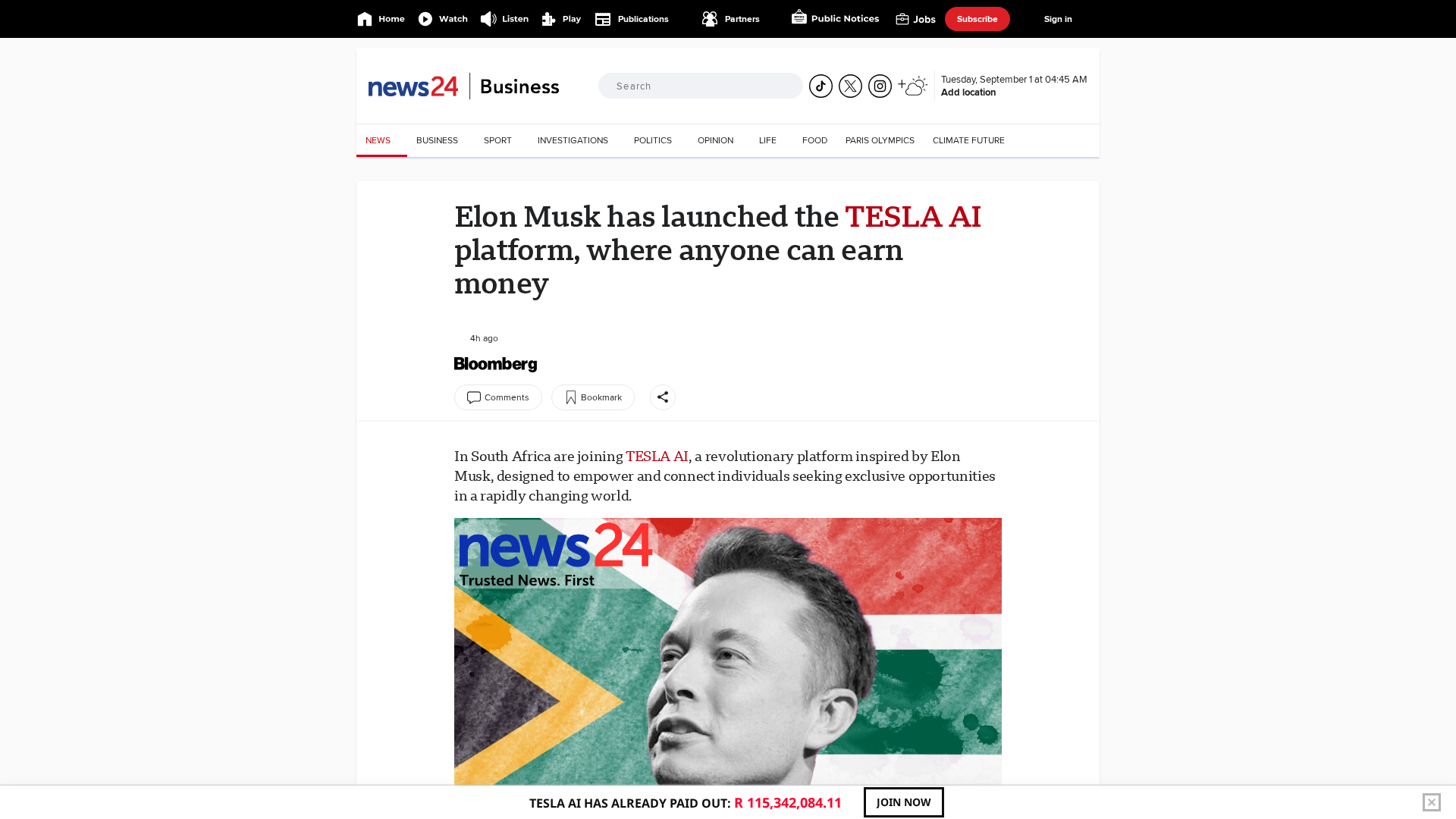 Screenshot of zatesla-invest.icu
