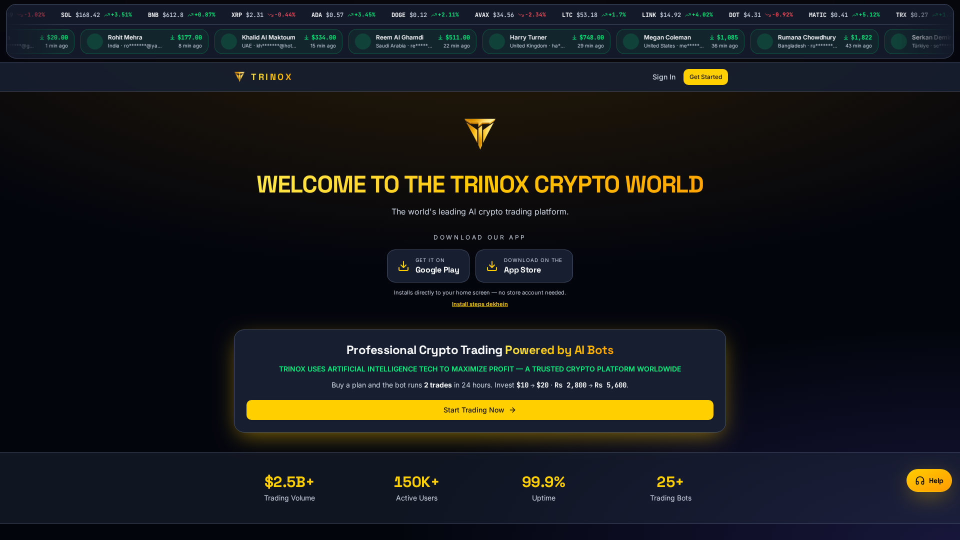 Screenshot of trinoxtrade.com
