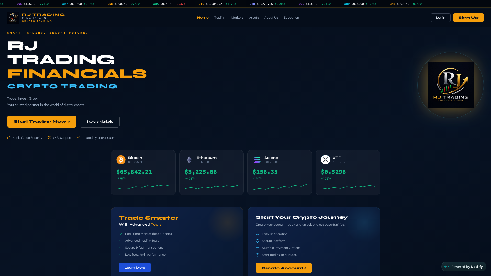 Screenshot of rjviptrading.com