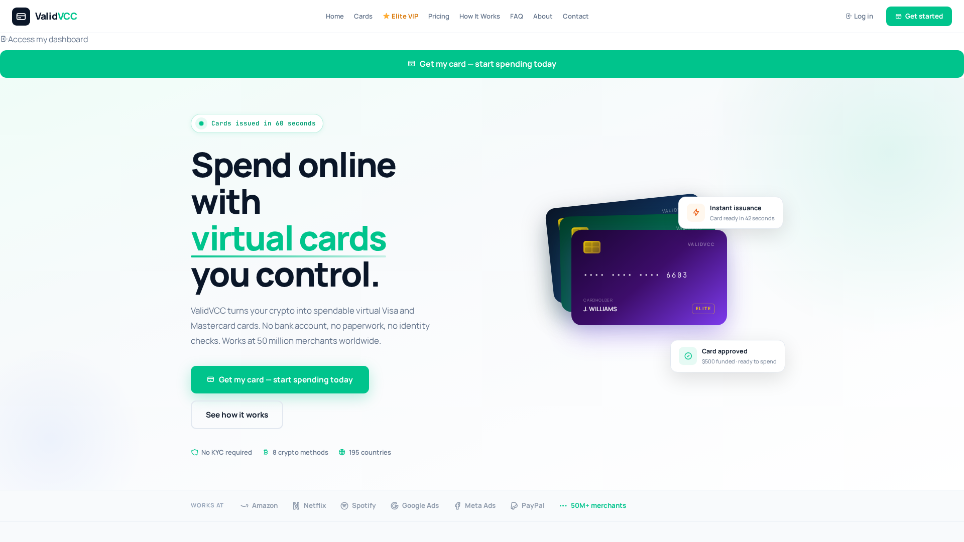 Screenshot of validprepaidcards.store