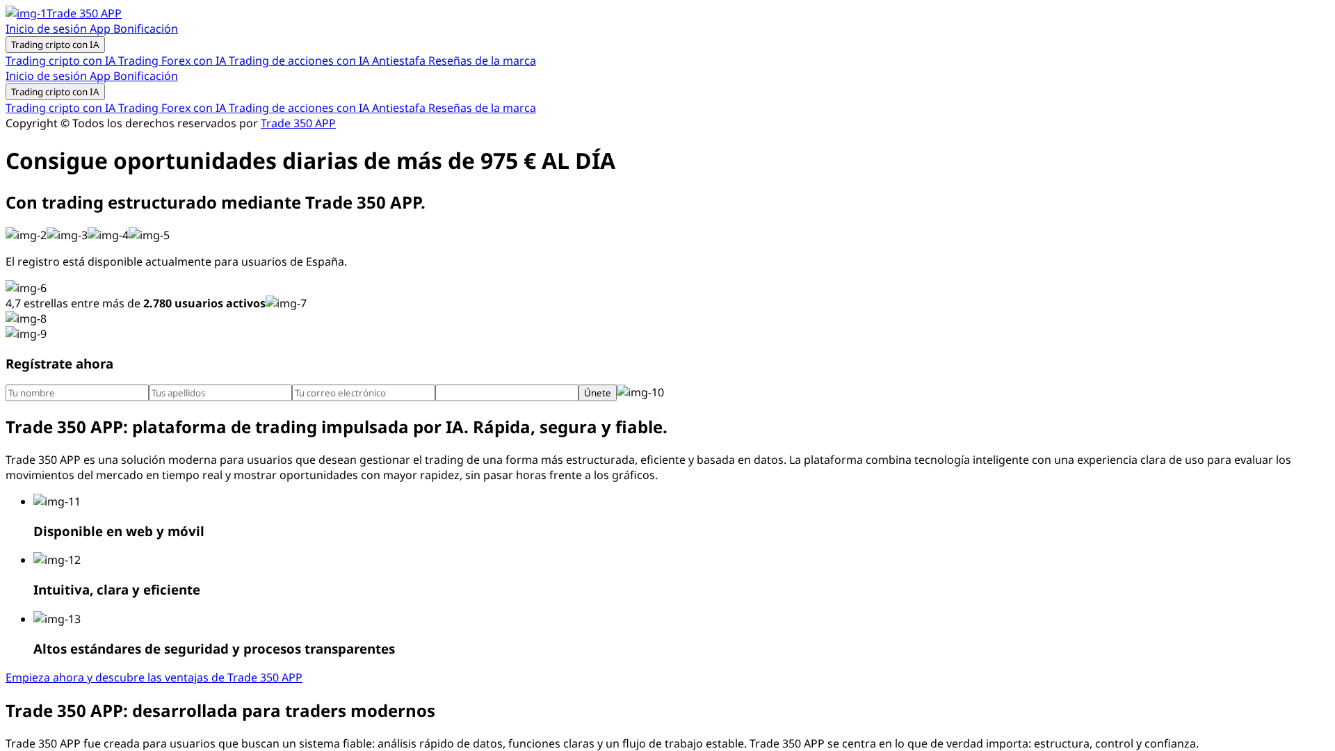 Screenshot of trade350app-spain.com
