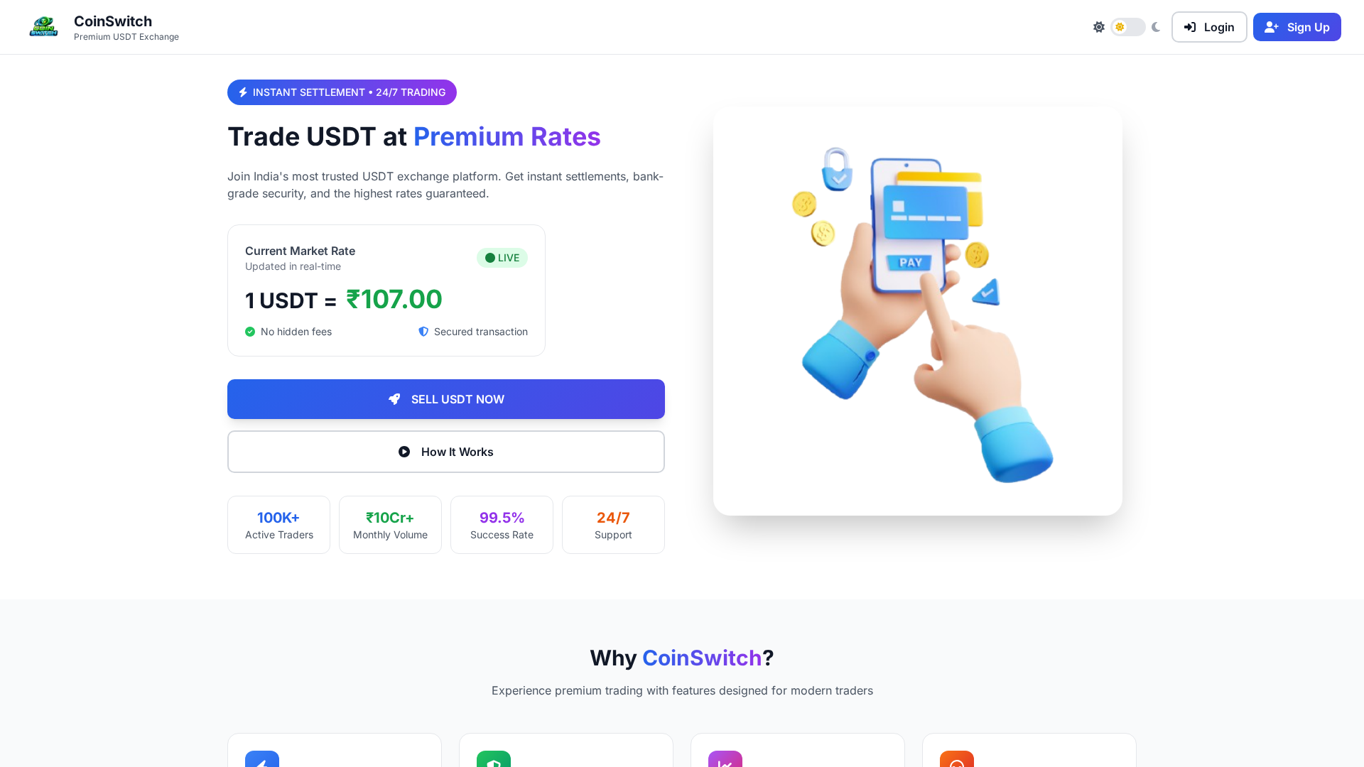 Screenshot of coinswitch-x.com