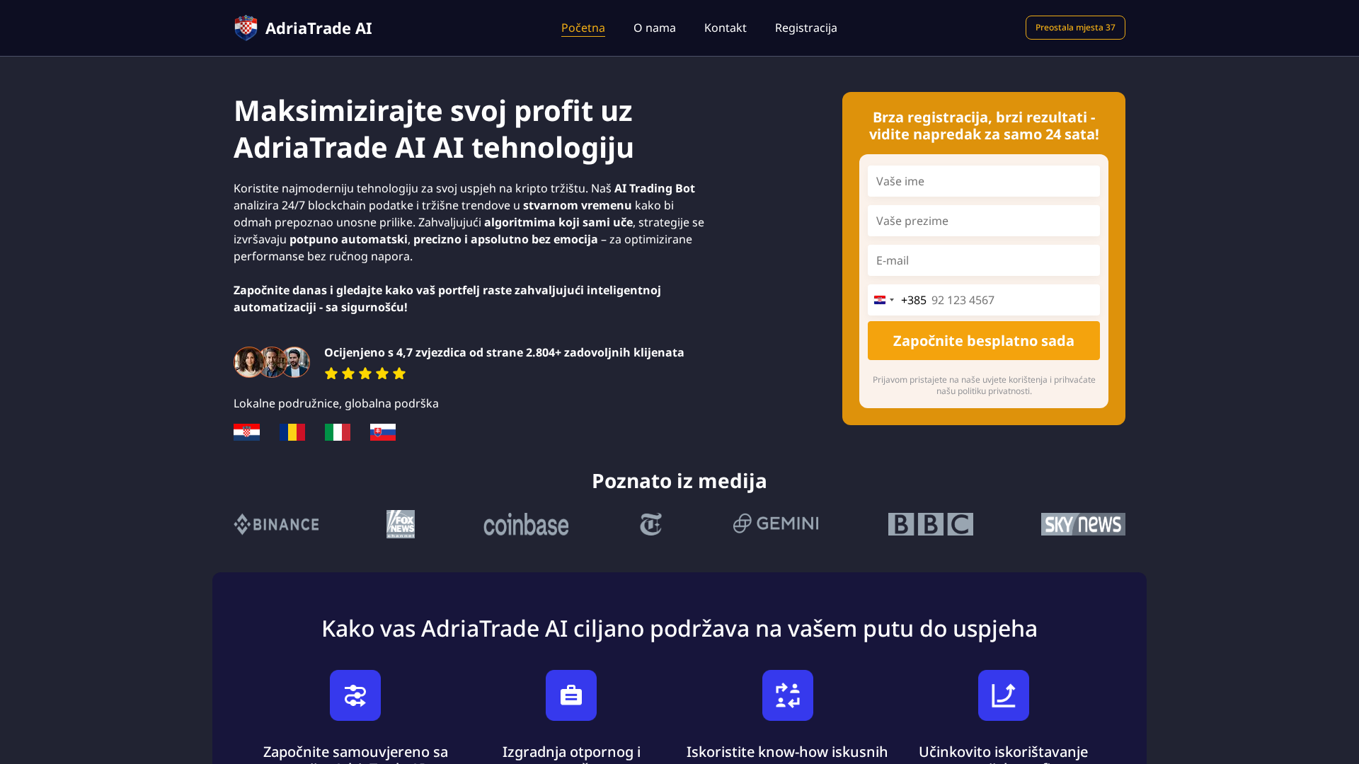 Screenshot of adriatrade-ai.com