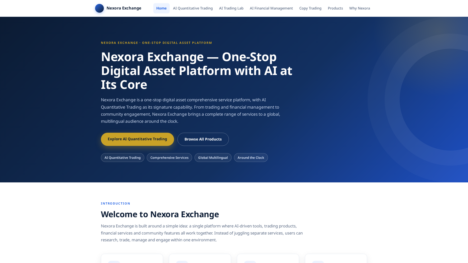 Screenshot of nexoraexchangeplatform.com