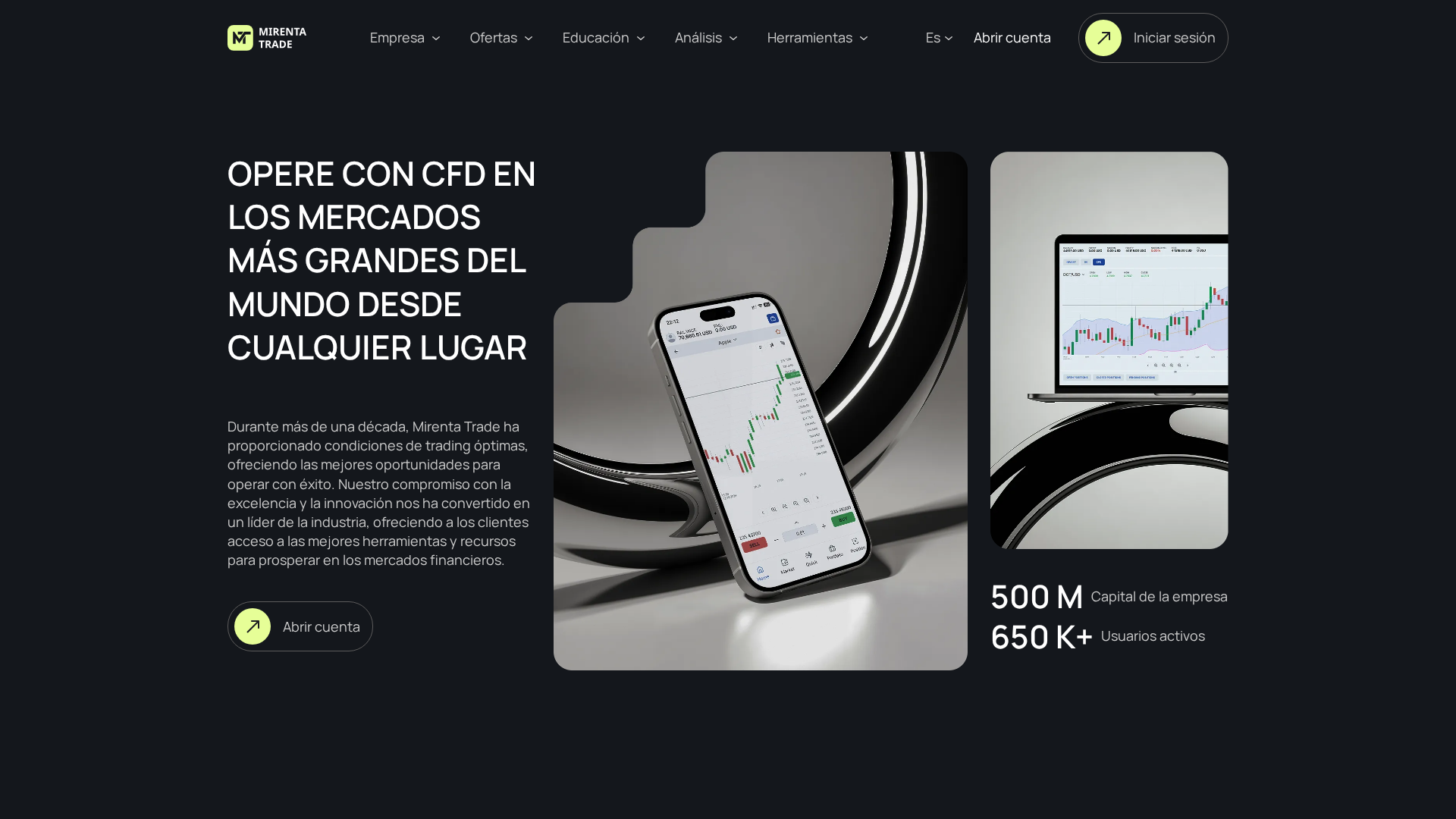 Screenshot of mirenta-trade.com