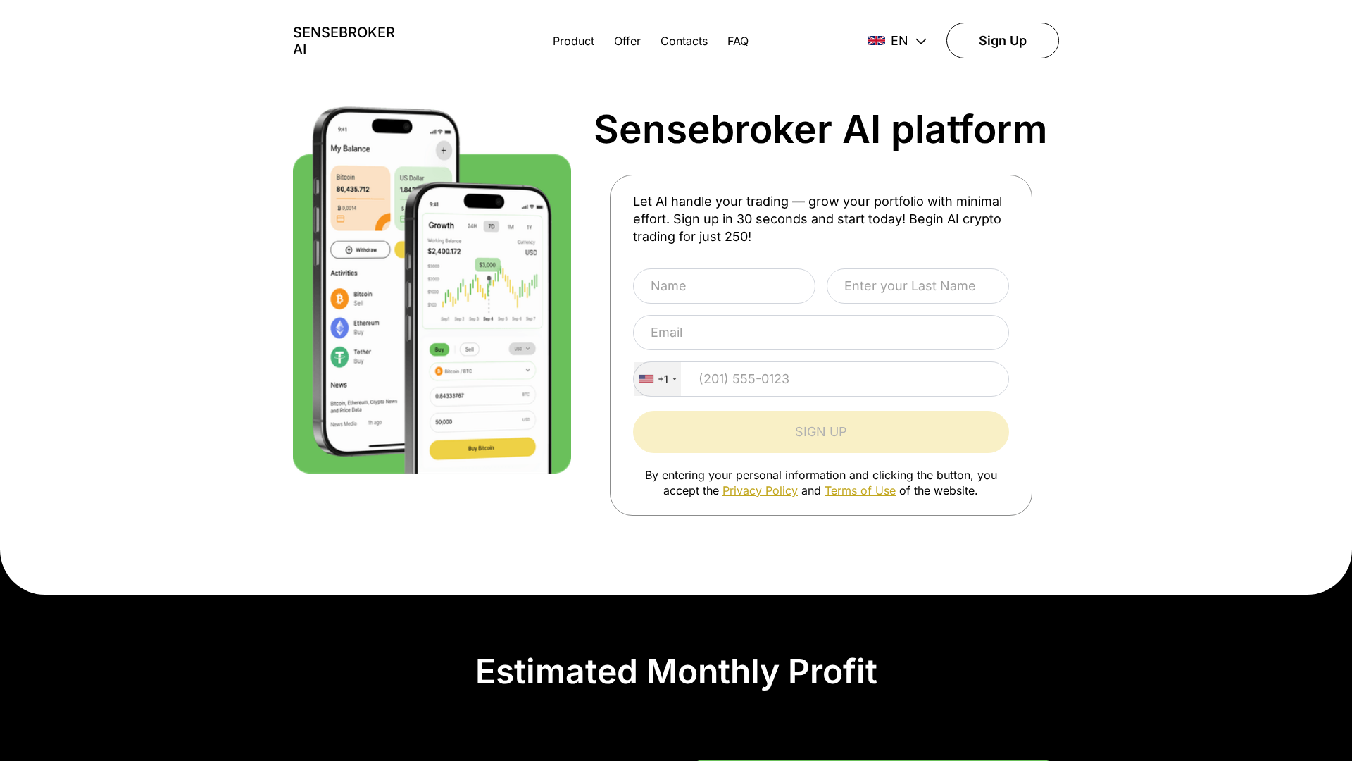 Screenshot of sensebrokerai.top