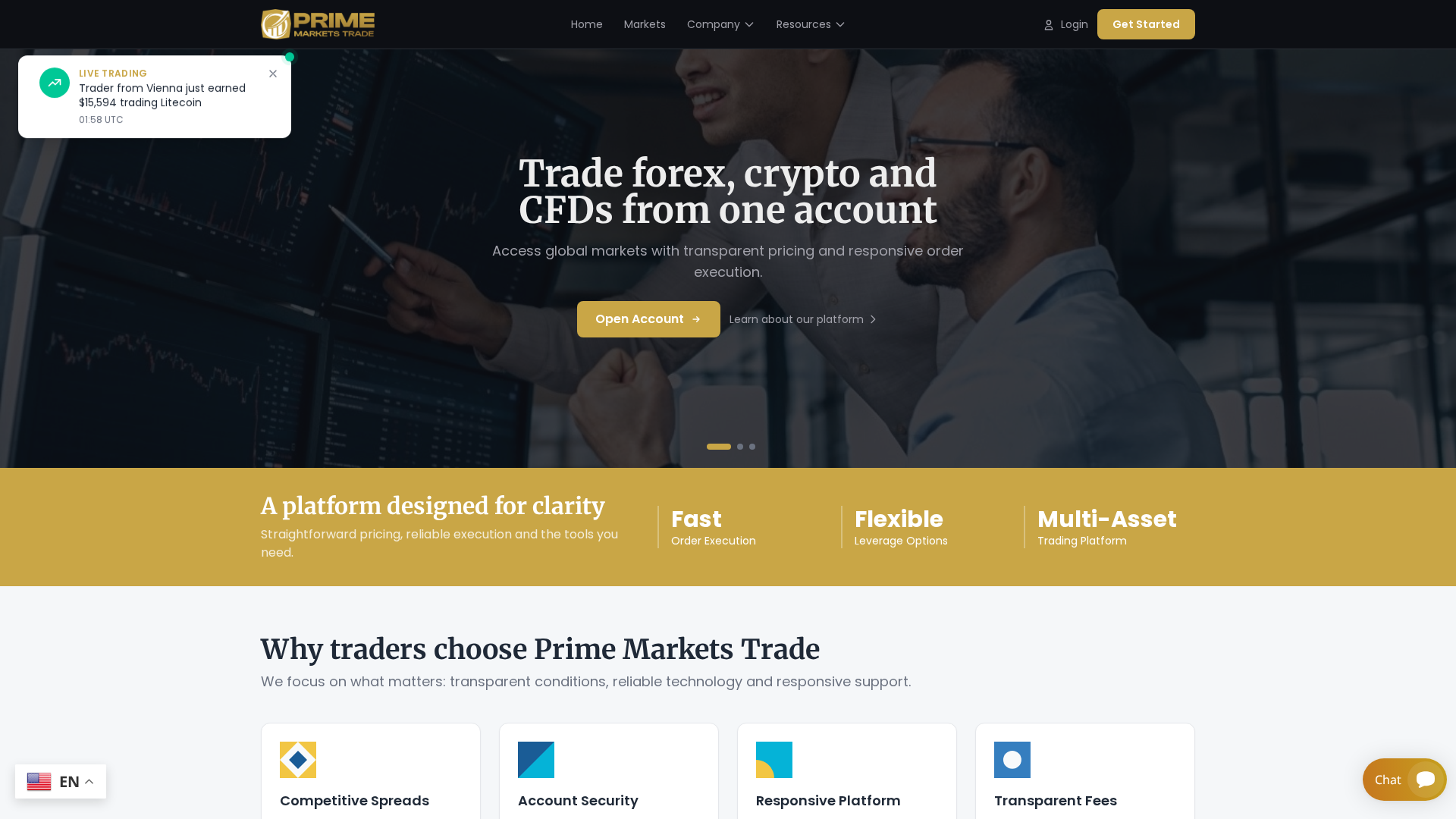 Screenshot of primemarketstrade.com