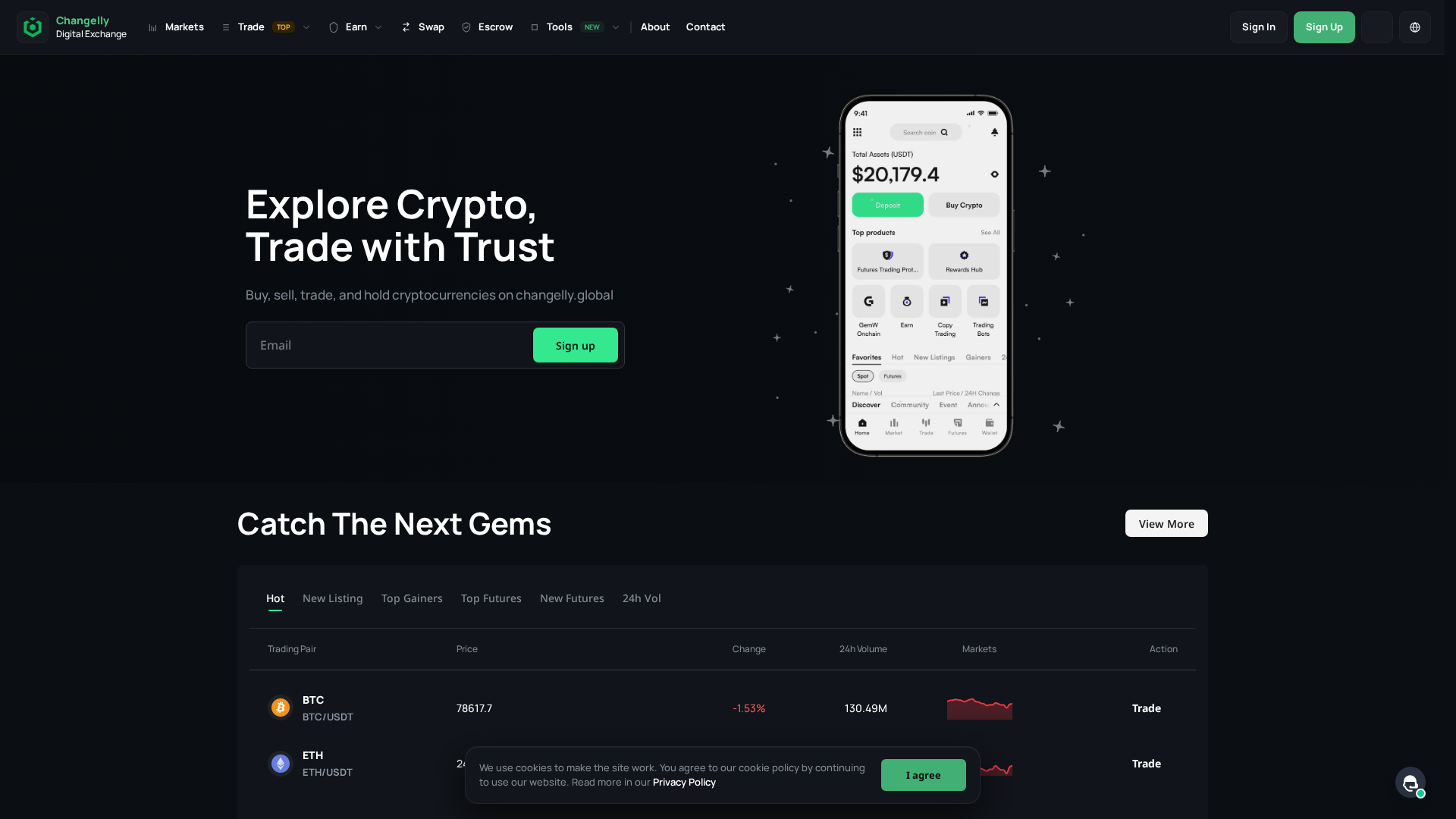 Screenshot of changelly.global