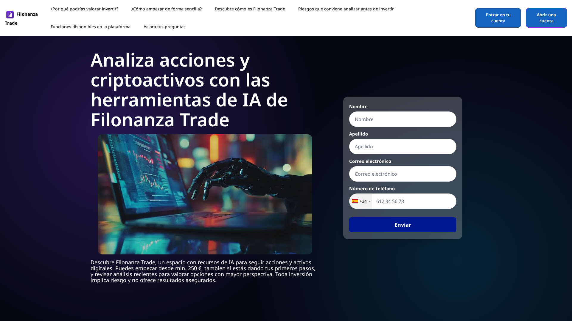 Screenshot of filonanza-trade.org