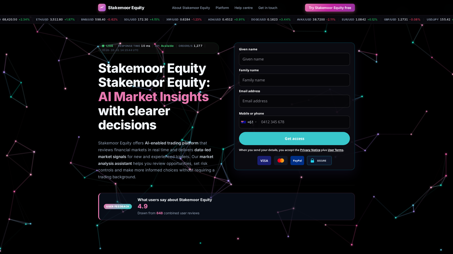 Screenshot of stakemoorequity.live
