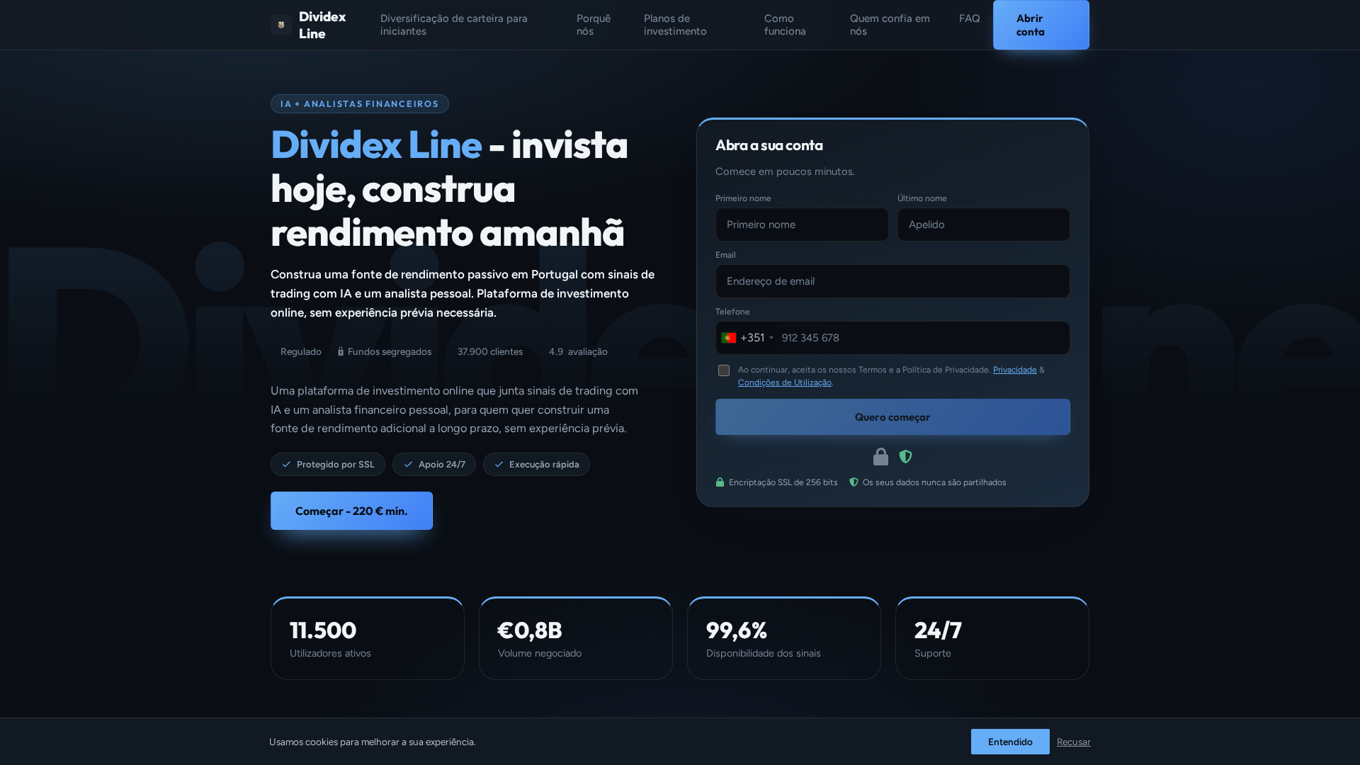 Screenshot of dividexline.xyz
