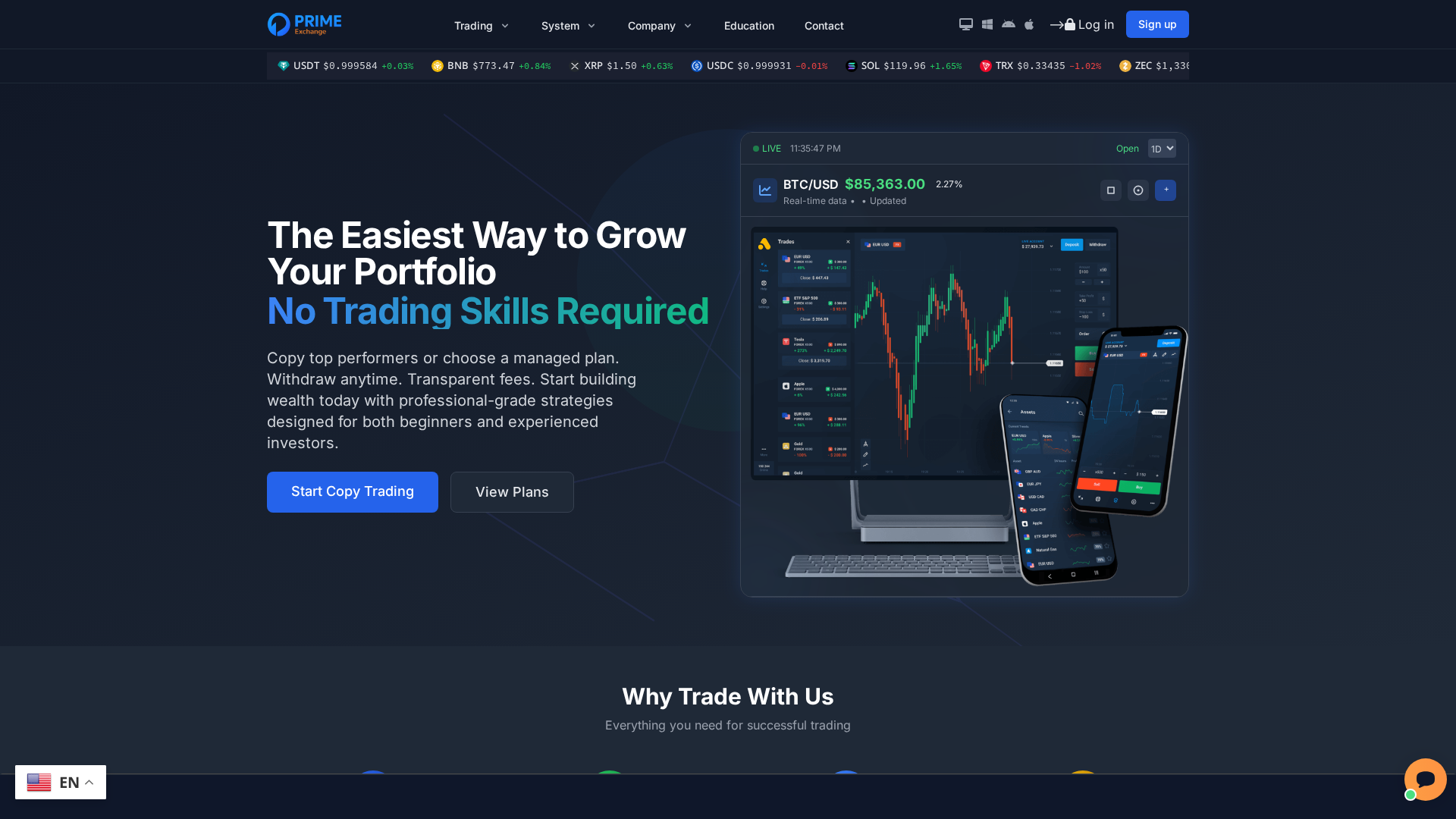 Screenshot of prime-exch.com