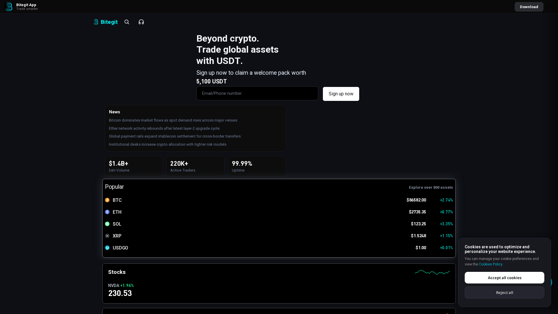 Screenshot of bitegit.in