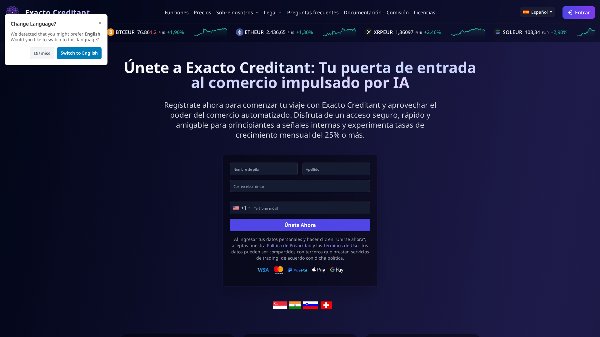 Screenshot of exacto-creditant.org