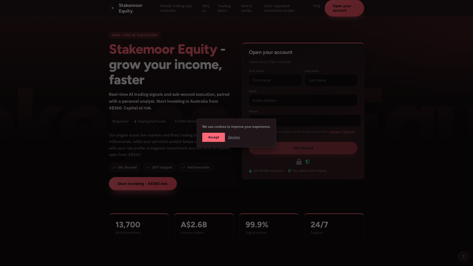 Screenshot of stakemoorequity.xyz