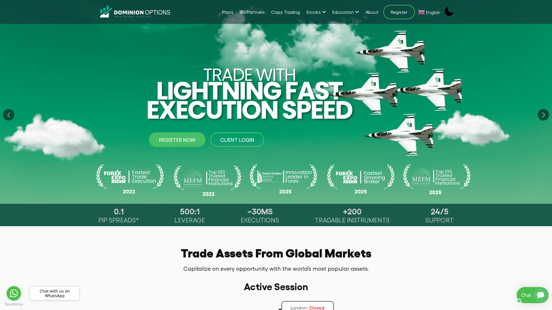 Screenshot of dominionoptiontrade.com