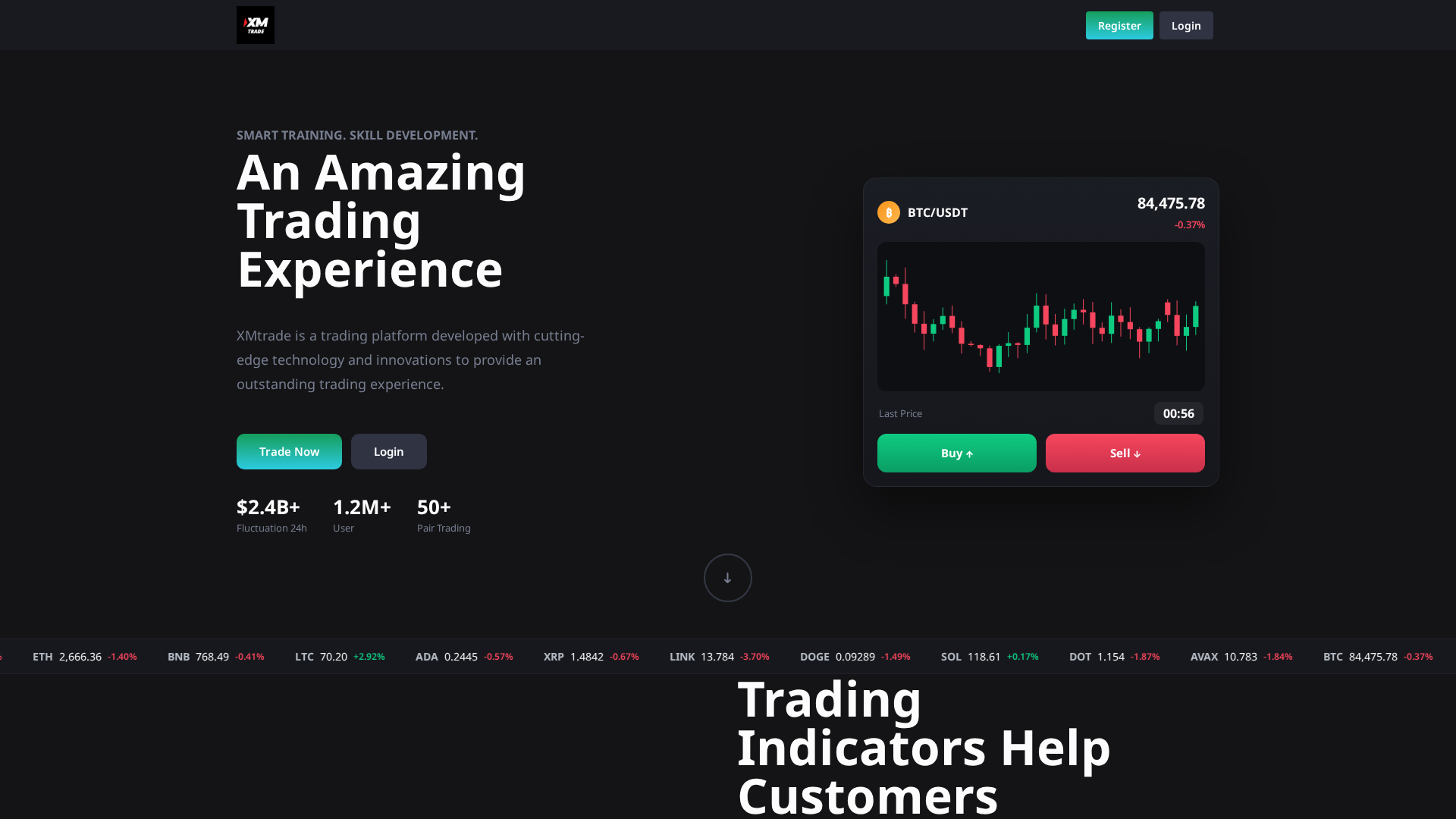 Screenshot of xmtrade.live