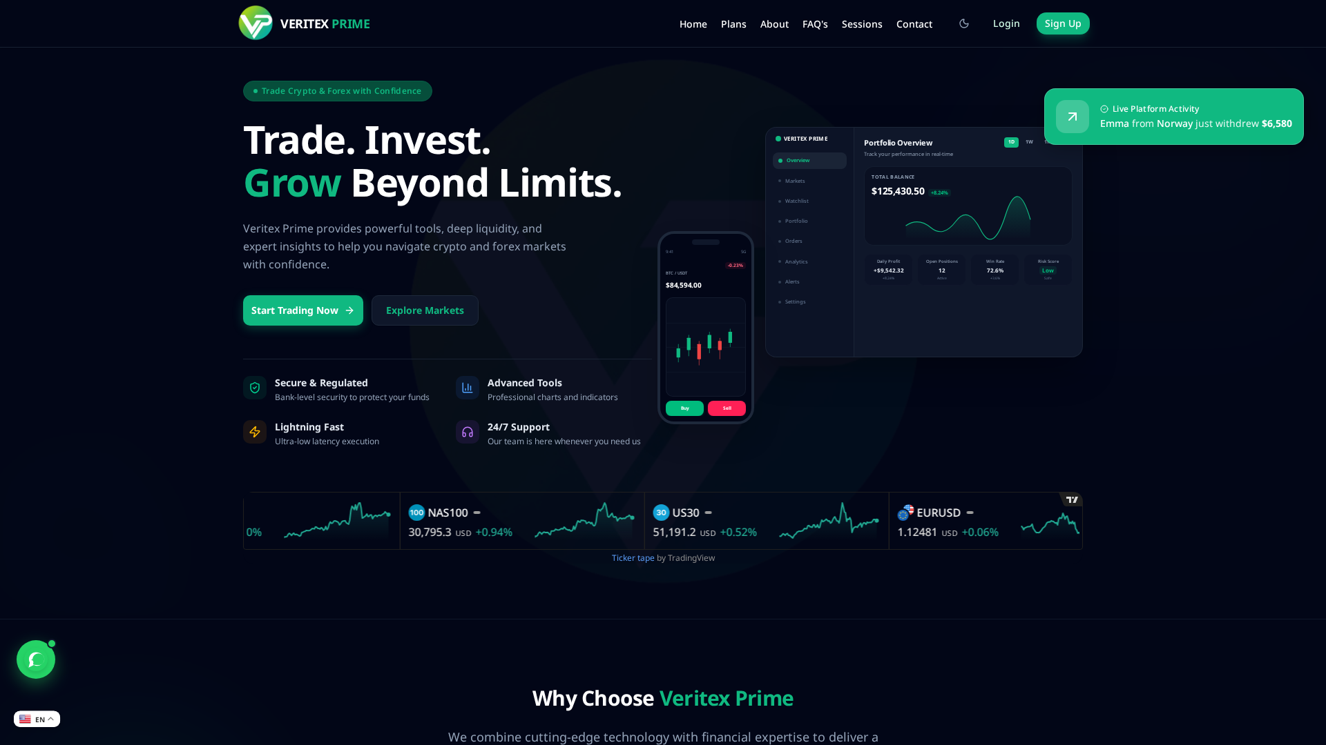 Screenshot of veritexprime.org