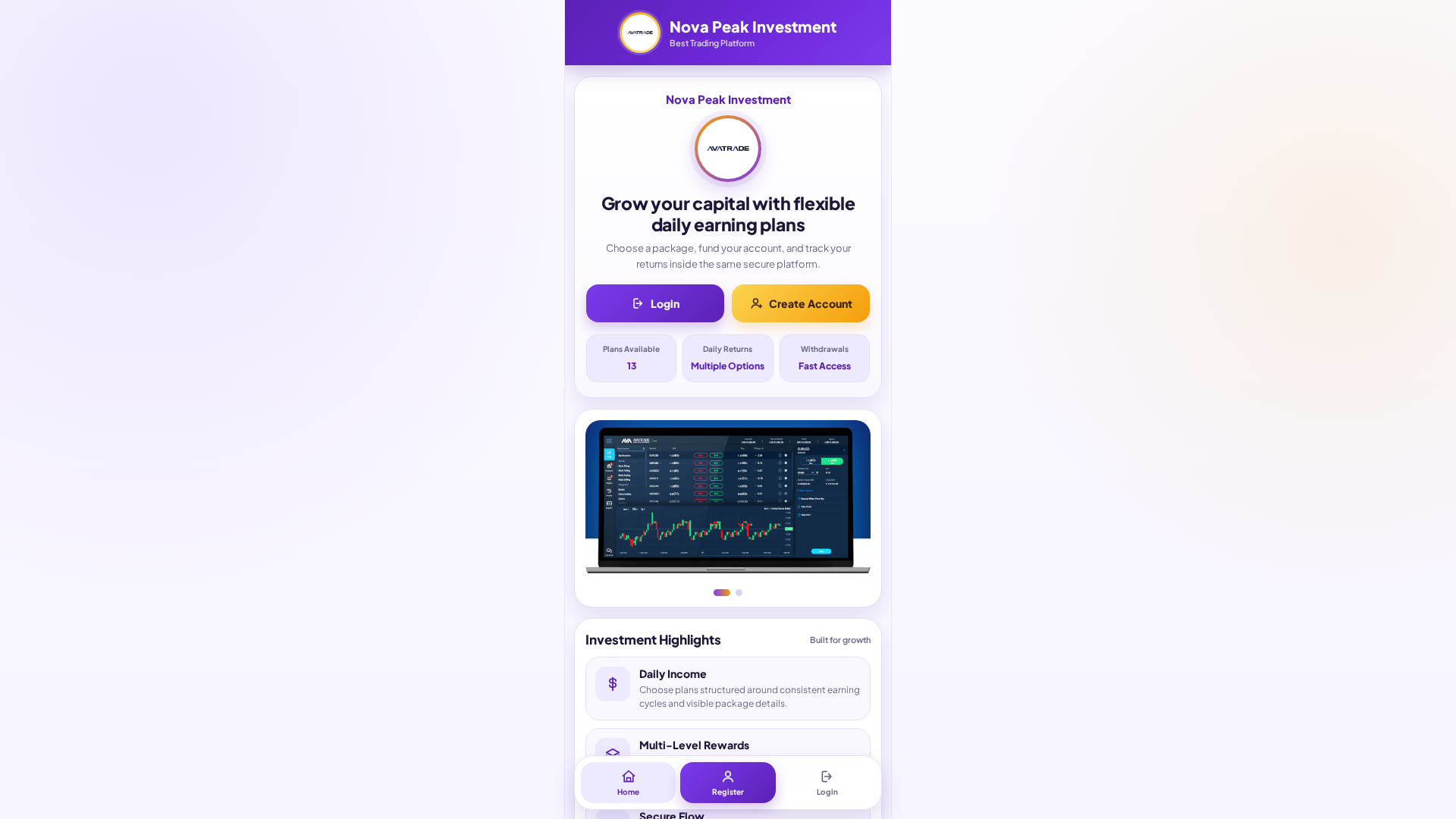 Screenshot of novapeakinvestment.com