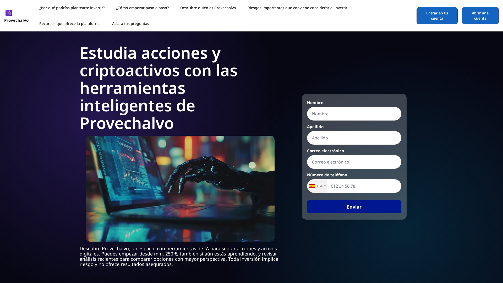 Screenshot of provechalvo.org