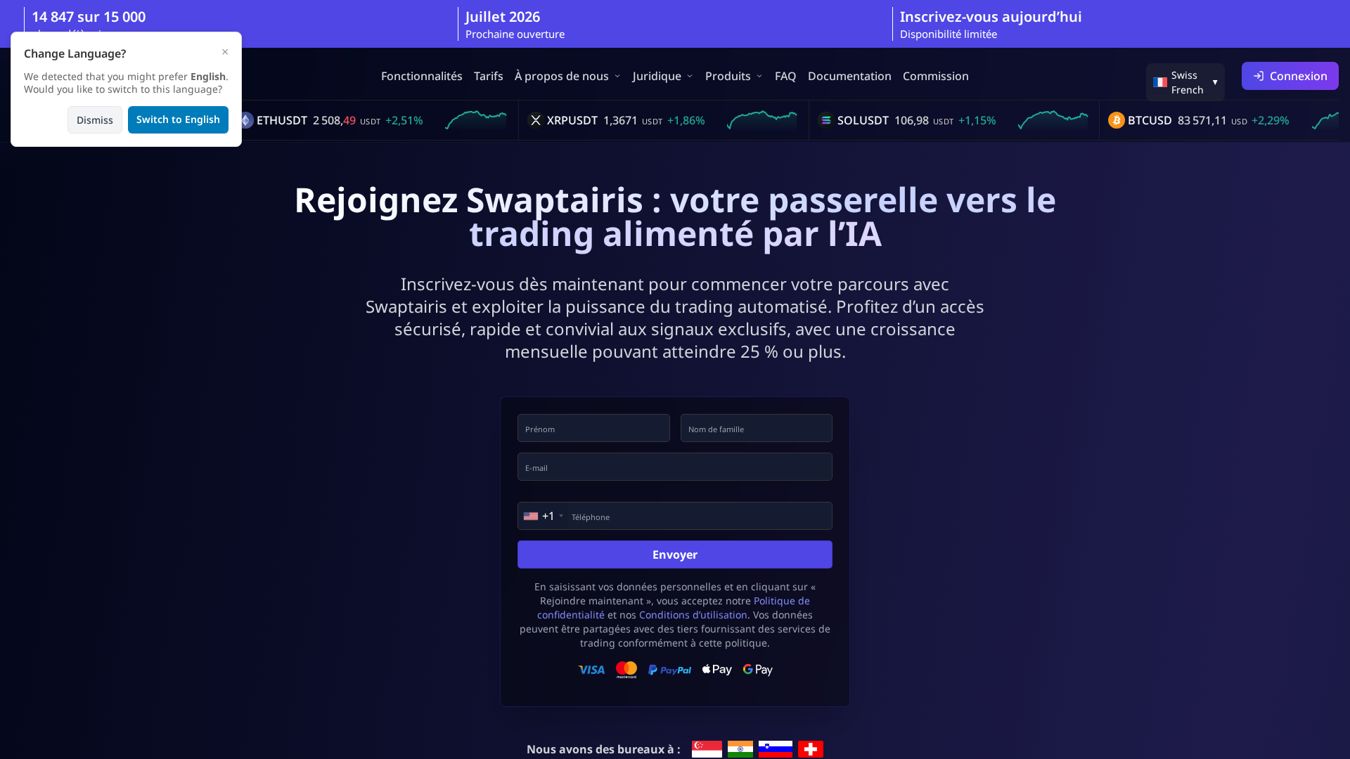Screenshot of swaptairis-ai.org