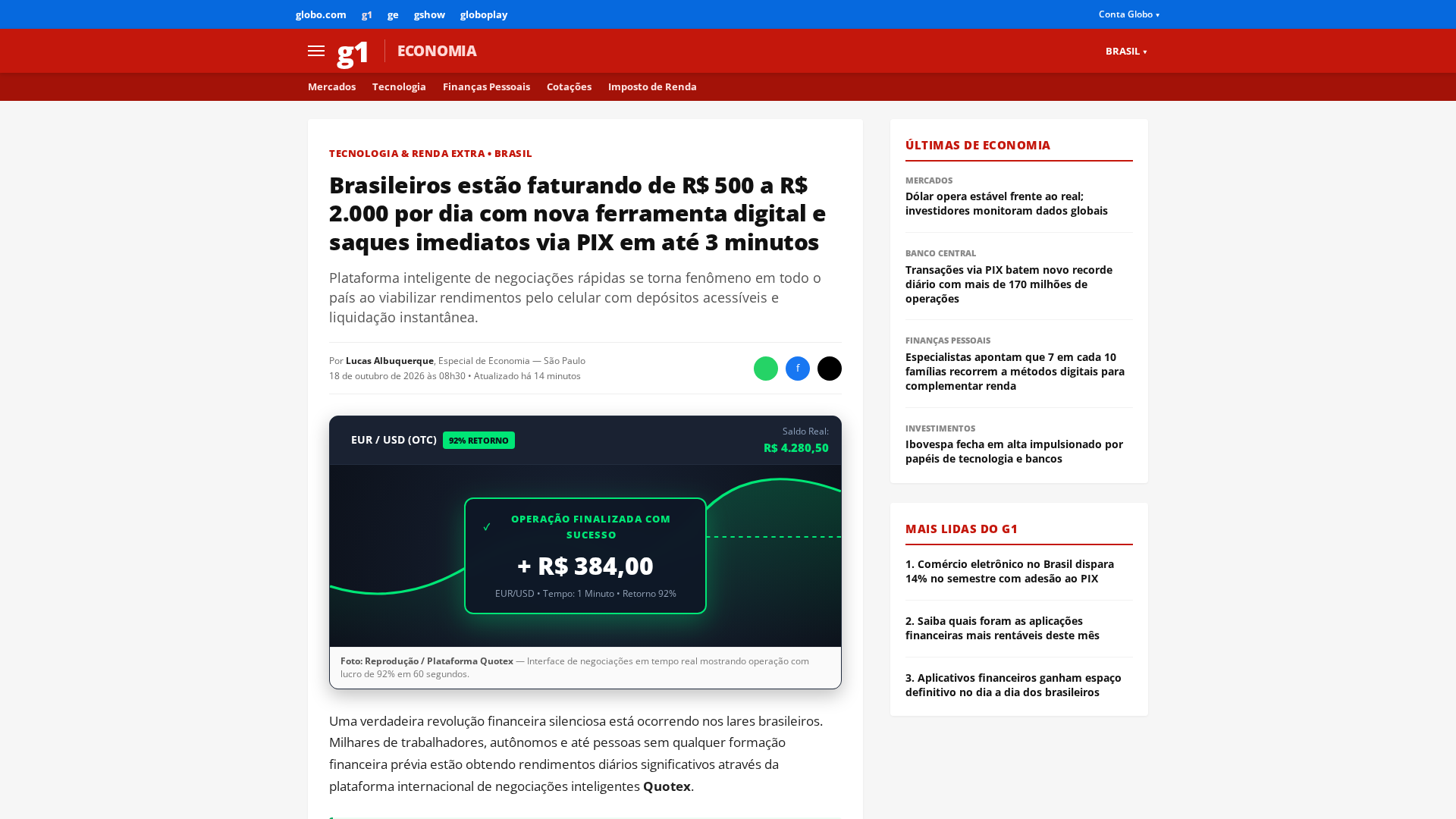 Screenshot of g1globoeconomia.live